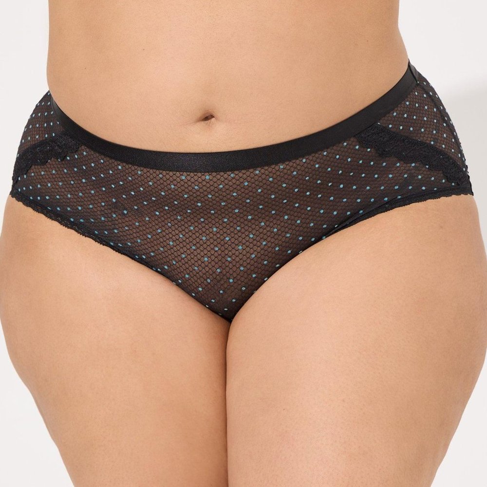 ♥️NWT TORRID PANTY - MESH POLKA DOT - MID-RISE - CHEEKY - PLUS SIZE